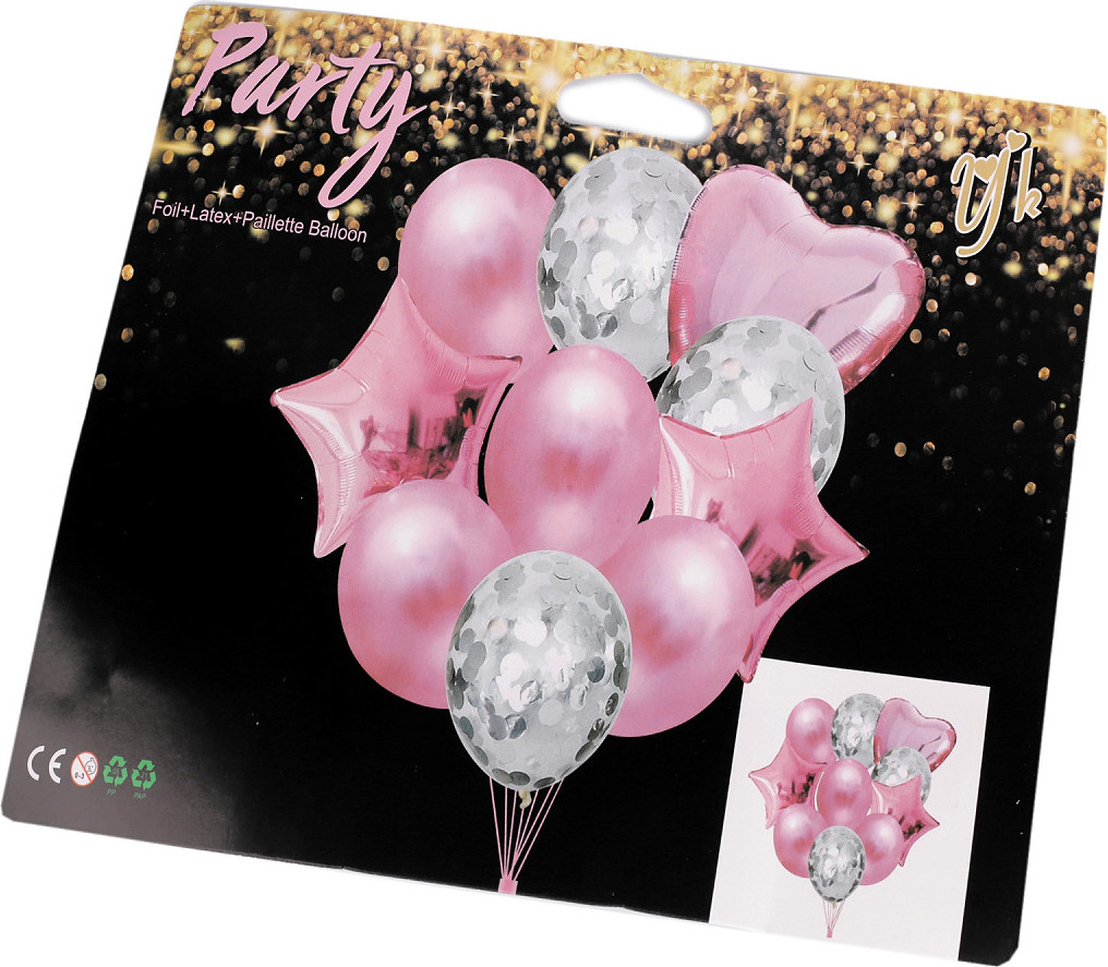 Nafukovací balónky s konfetami sada Varianta: 1 růžová, Balení: 1 sada