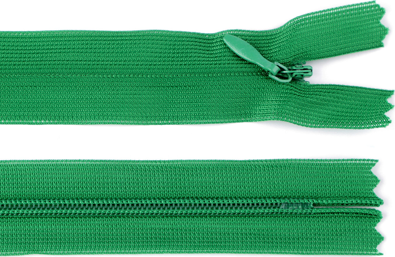 Spirálový zip skrytý šíře 3 mm délka 40 cm dederon Varianta: 243 zelené kapradí, Balení: 1 ks