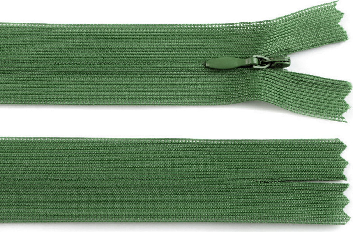 Spirálový zip skrytý No 3 délka 40 cm dederon Varianta: 265 zelená lahvová, Balení: 1 ks
