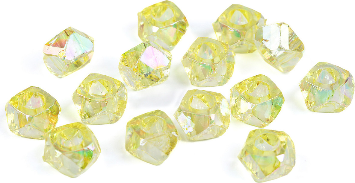 Plastové korálky s velkým průvlekem diamant s AB efektem 8x13 mm Varianta: 2 žlutá, Balení: 10 g