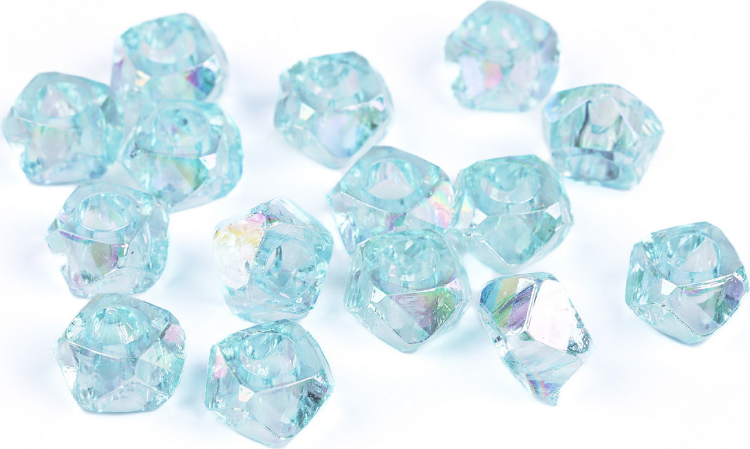 Plastové korálky s velkým průvlekem diamant s AB efektem 8x13 mm Varianta: 6 mint, Balení: 10 g