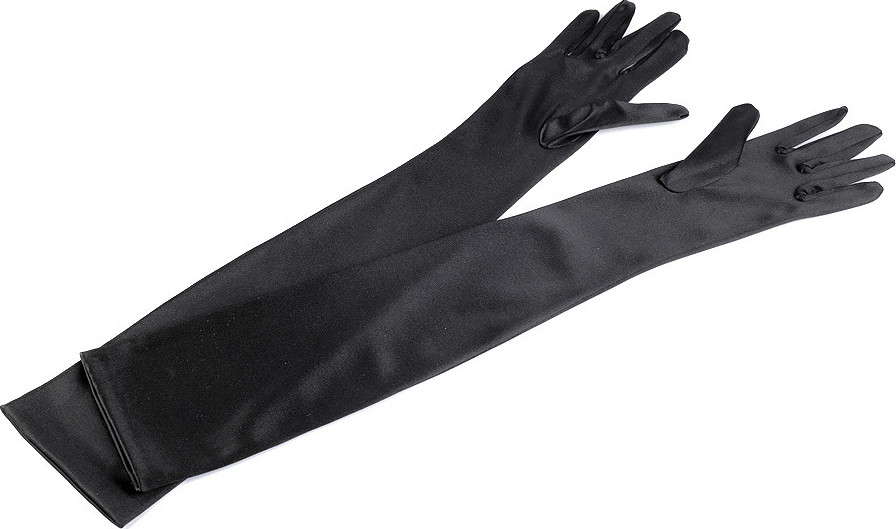 Dlouhé společenské rukavice saténové Varianta: 1 (60 cm) černá, Balení: 1 pár