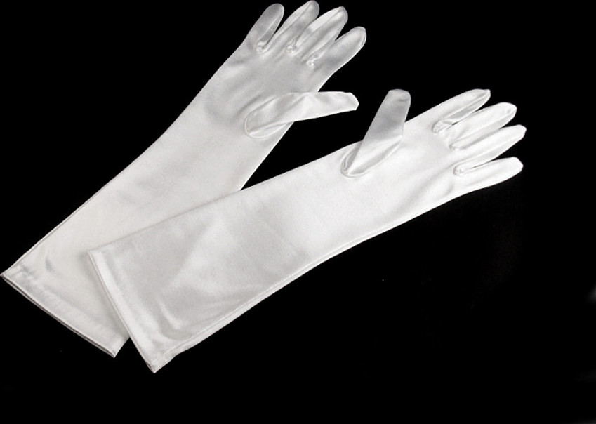 Dlouhé společenské rukavice saténové Varianta: 4 (40 cm) bílá, Balení: 1 pár