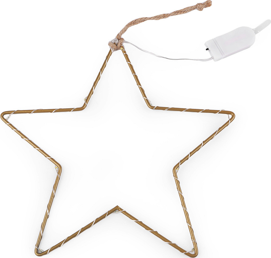 Dekorační vánoční svítící LED hvězda k zavěšení Varianta: zlatá mat, Balení: 1 ks