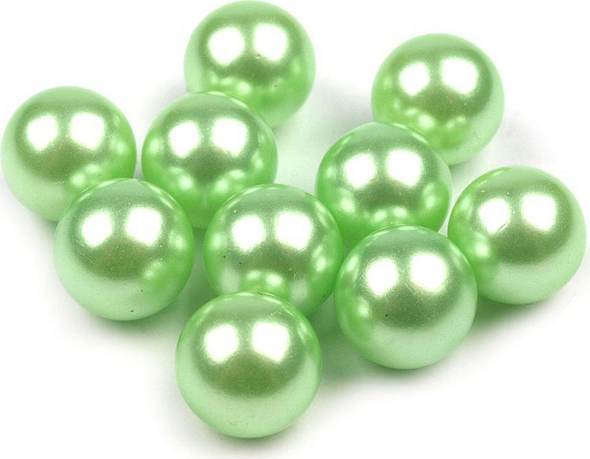 Dekorační kuličky / perly bez dírek Ø10 mm Varianta: 3 zelená sv., Balení: 30 ks