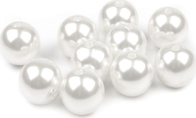 Plastové voskové korálky / perly Glance Ø12 mm Varianta: F2 bílá, Balení: 25 ks