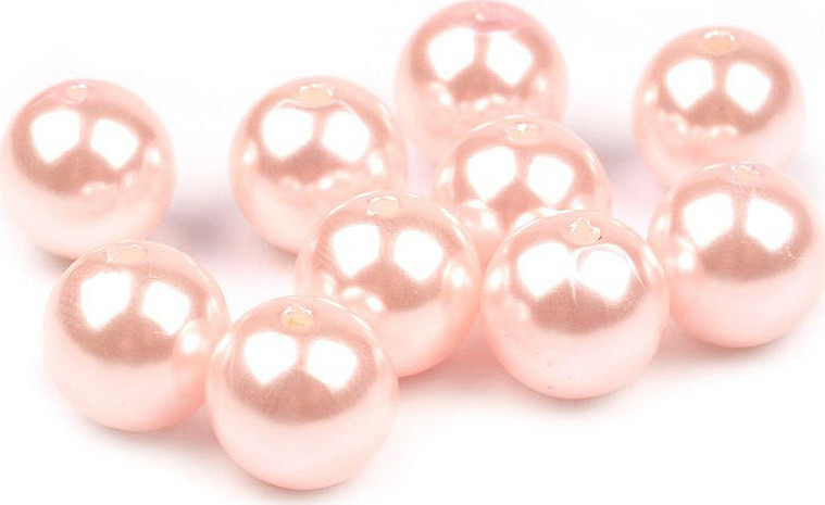 Plastové voskové korálky / perly Glance Ø12 mm Varianta: F49 růžová, Balení: 25 ks