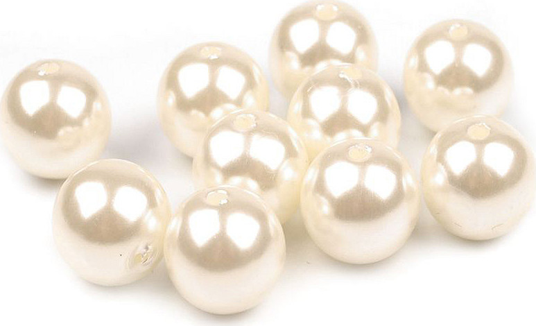 Plastové voskové korálky / perly Glance Ø12 mm Varianta: F1 krémová světlá, Balení: 25 ks