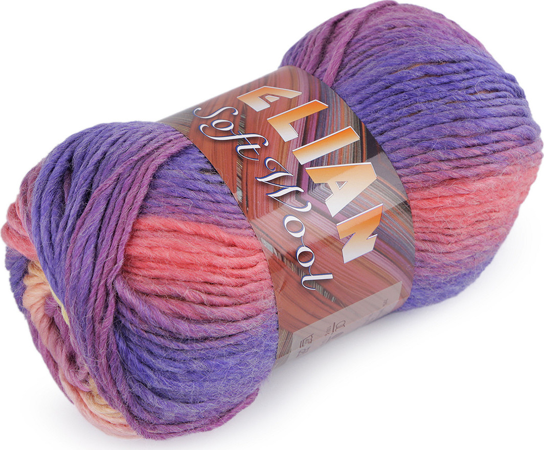 Pletací příze Soft Wool 100 g Varianta: 7 (87185) fialová, Balení: 1 ks