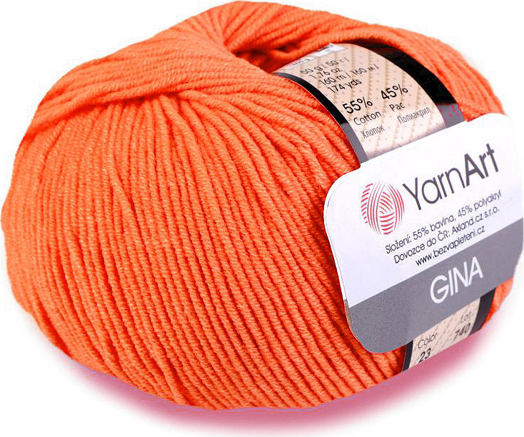 Pletací příze Gina / Jeans 50 g Varianta: 29 (77) oranžová, Balení: 1 ks