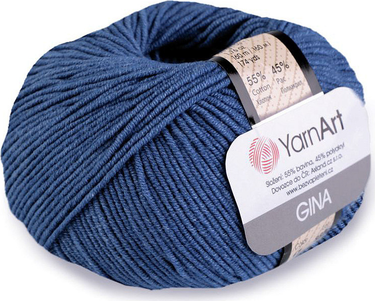Pletací příze Gina / Jeans 50 g Varianta: 10 (17) modrá delta, Balení: 1 ks