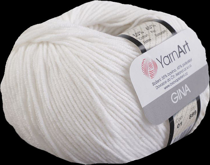 Pletací příze Gina / Jeans 50 g Varianta: 1 (01) bílá, Balení: 1 ks