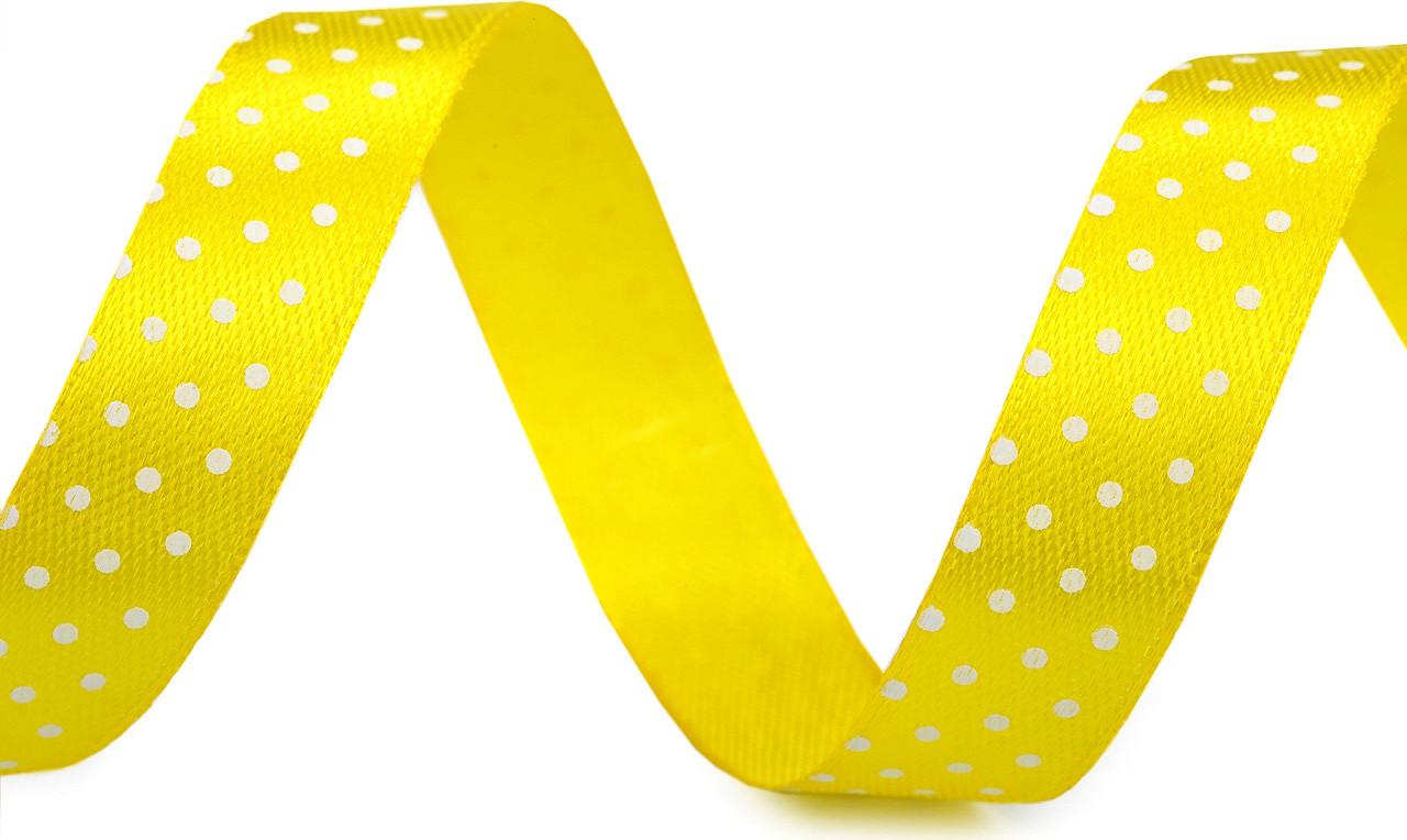 Saténová stuha s puntíky šíře 15 mm Varianta: 1 žlutá, Balení: 22.5 m