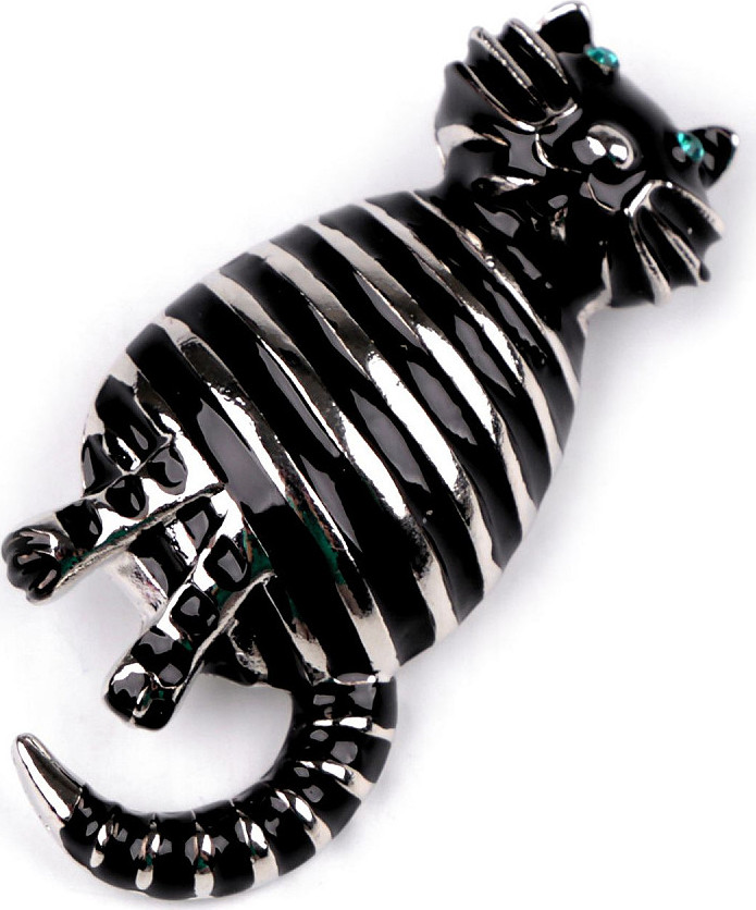 Brož kočka pruhovaná Varianta: černá, Balení: 1 ks