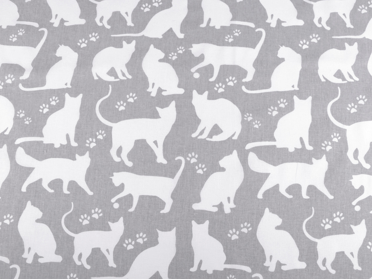 Bavlněná látka / plátno kočka Varianta: 1 (664) šedá světlá bílá, Balení: 1 m