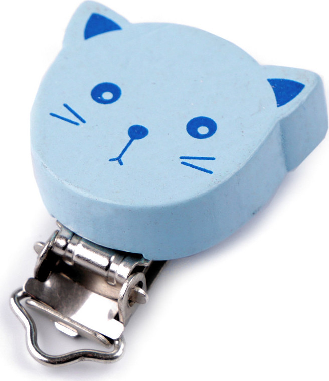 Dětský klip dřevěný kočka Varianta: 2 modrá světlá, Balení: 1 ks