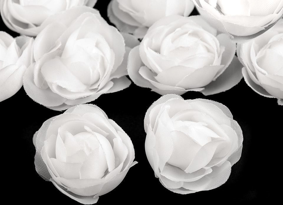Umělý květ růže Ø3,5 cm Varianta: 1 bílá, Balení: 4 ks