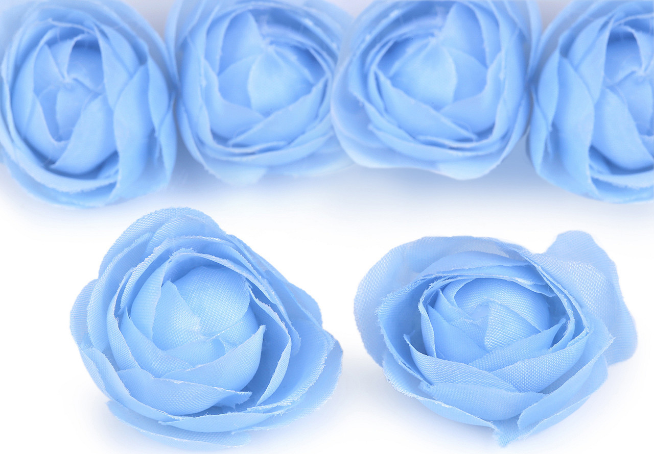 Umělý květ růže Ø3,5 cm Varianta: 6 modrá světlá, Balení: 4 ks