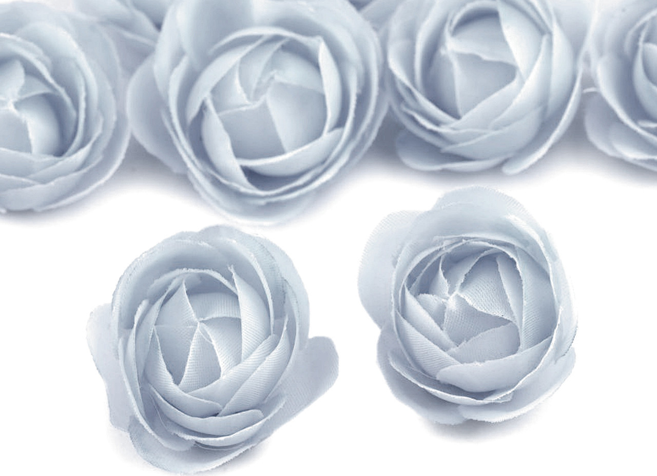 Umělý květ růže Ø3,5 cm Varianta: 7 modrošedá sv., Balení: 4 ks