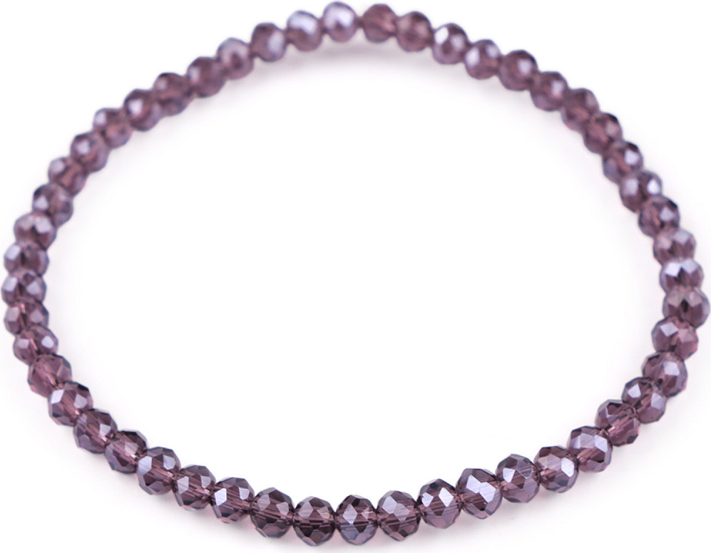 Náramek pružný z broušených korálků Varianta: 17 fialová purpura, Balení: 1 ks