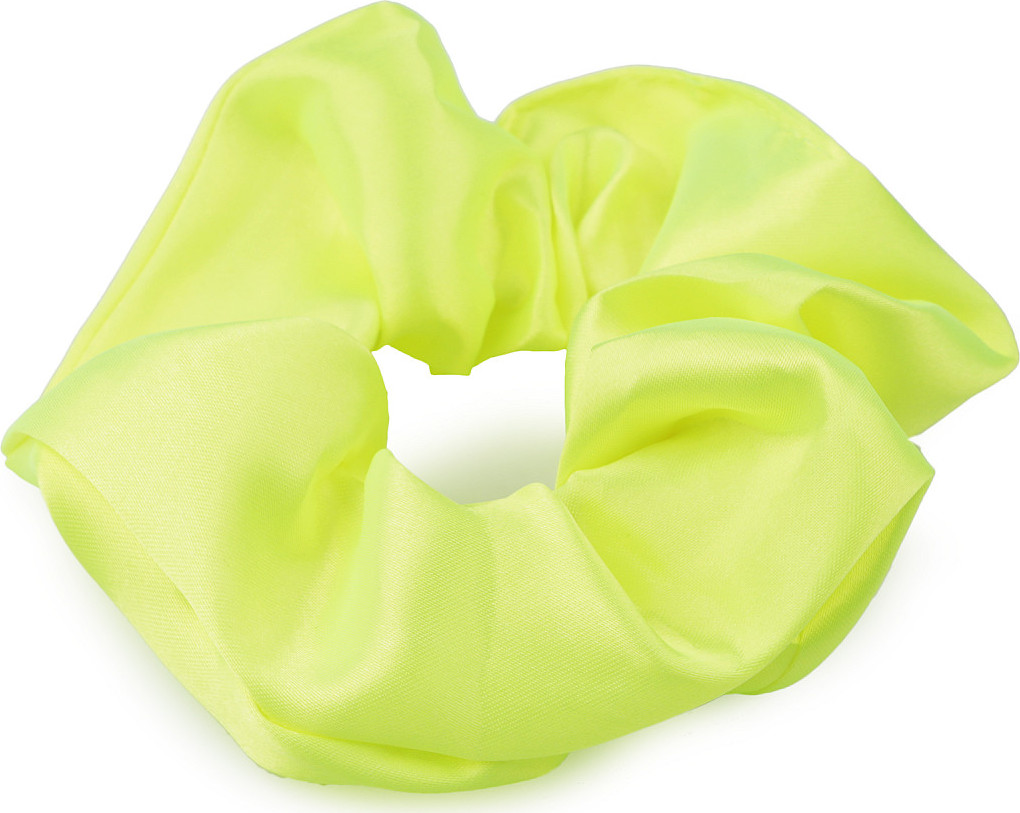 Saténová scrunchie gumička do vlasů Varianta: 58 zelená sv. neon, Balení: 1 ks