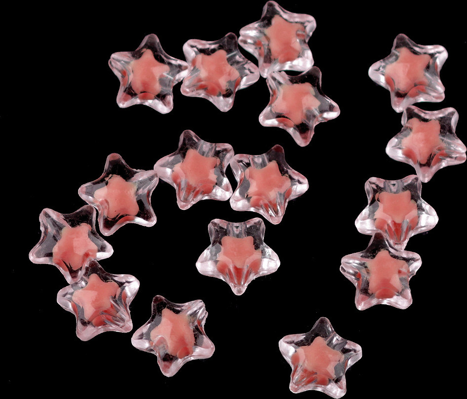 Plastové korálky hvězda Ø11 mm s efektem barev uvnitř Varianta: 3 meruňková, Balení: 10 g
