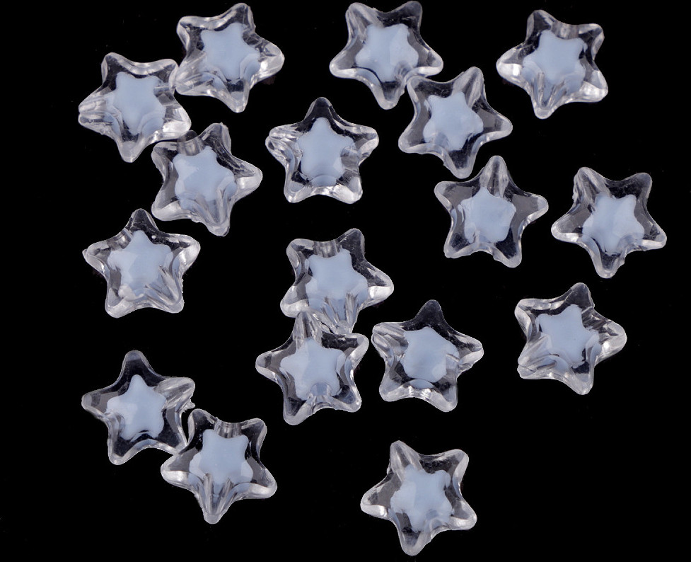 Plastové korálky hvězda Ø11 mm s efektem barev uvnitř Varianta: 5 modrá pomněnková, Balení: 10 g