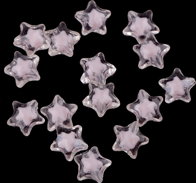 Plastové korálky hvězda Ø11 mm s efektem barev uvnitř Varianta: 2 růžová nejsv., Balení: 10 g