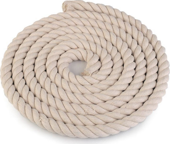 Bavlněná šňůra kroucená Ø14 mm tuhá, macrame Varianta: 2 režná světlá, Balení: 5 m