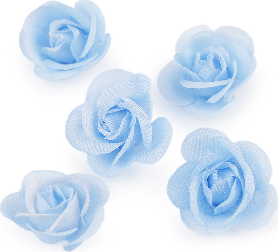 Umělý květ růže Ø2,8 cm Varianta: 4 modrá světlá, Balení: 5 ks
