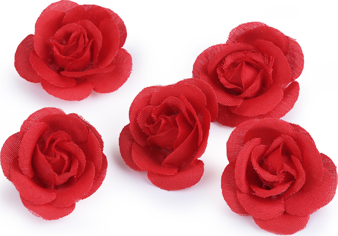 Umělý květ růže Ø2,8 cm Varianta: 6 červená, Balení: 5 ks
