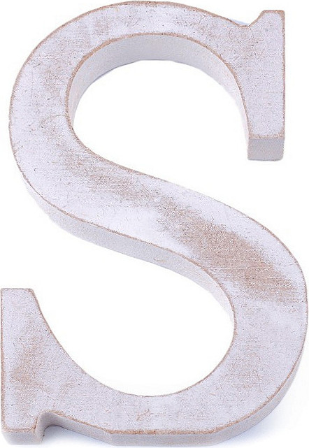 Dřevěná písmena abecedy vintage Varianta: 18 &quot;S&quot; bílá přírodní, Balení: 1 ks