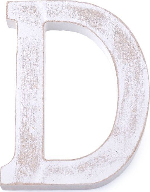 Dřevěná písmena abecedy vintage Varianta: 4 &quot;D&quot; bílá přírodní, Balení: 1 ks