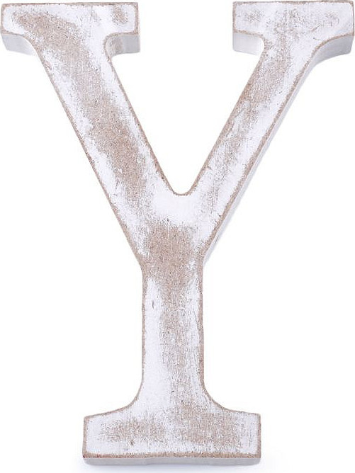 Dřevěná písmena abecedy vintage Varianta: 24 &quot;Y&quot; bílá přírodní, Balení: 1 ks