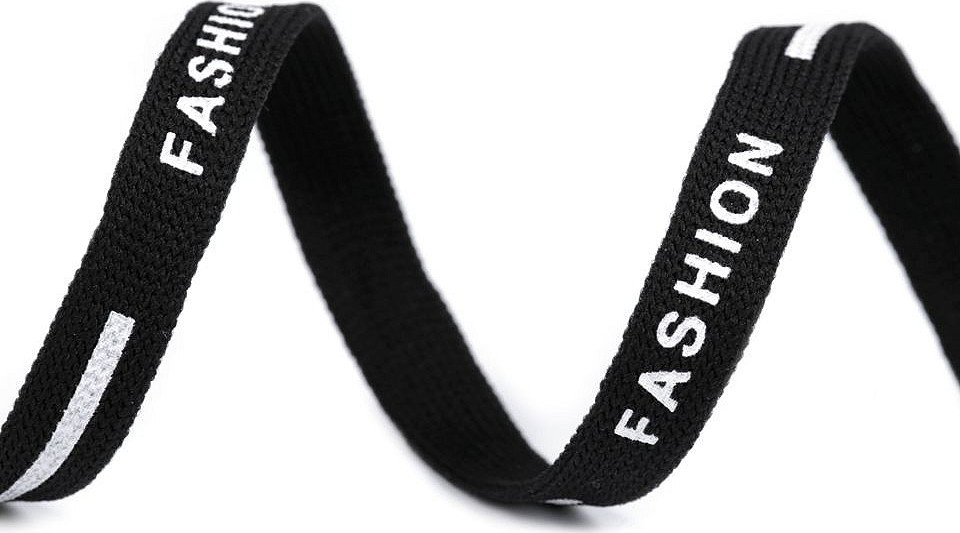 Oděvní šňůra plochá šíře 10 mm Fashion Varianta: 2 černá, Balení: 20 m