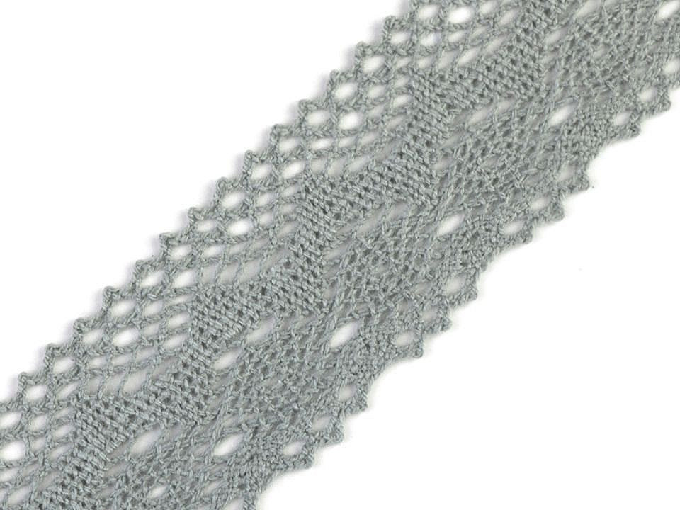 Bavlněná krajka paličkovaná šíře 40 mm Varianta: 2 šedá světlá, Balení: 22.5 m