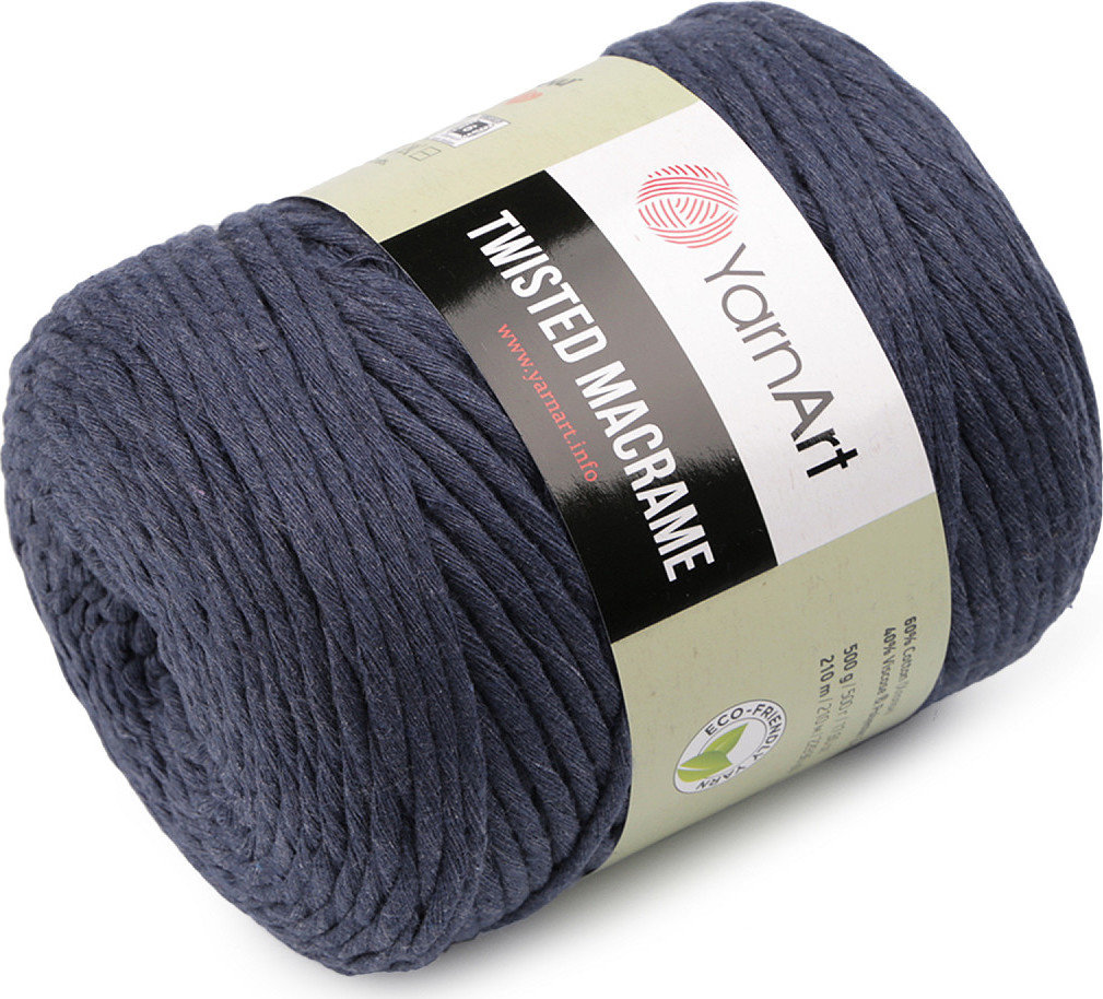 Pletací příze Twisted Macrame 500 g Varianta: 18 (761) modrá tmavá, Balení: 1 ks