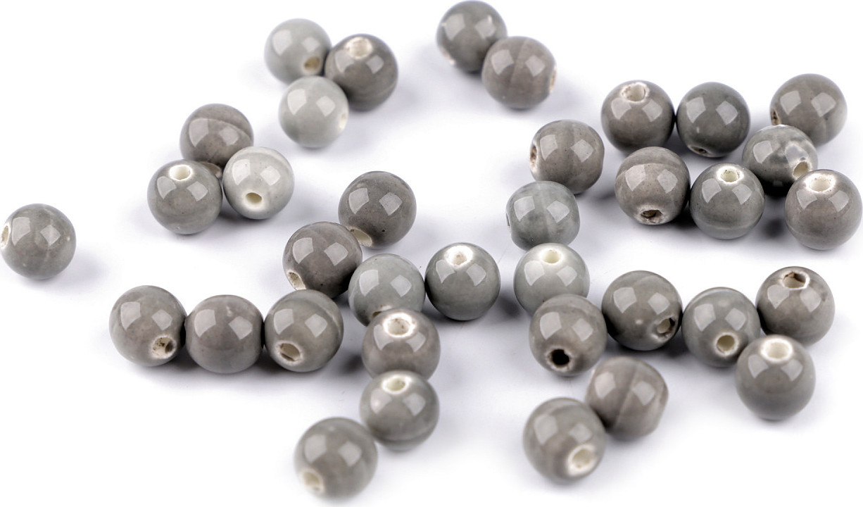 Porcelánové korálky Ø8 mm Varianta: 6 šedá, Balení: 20 g