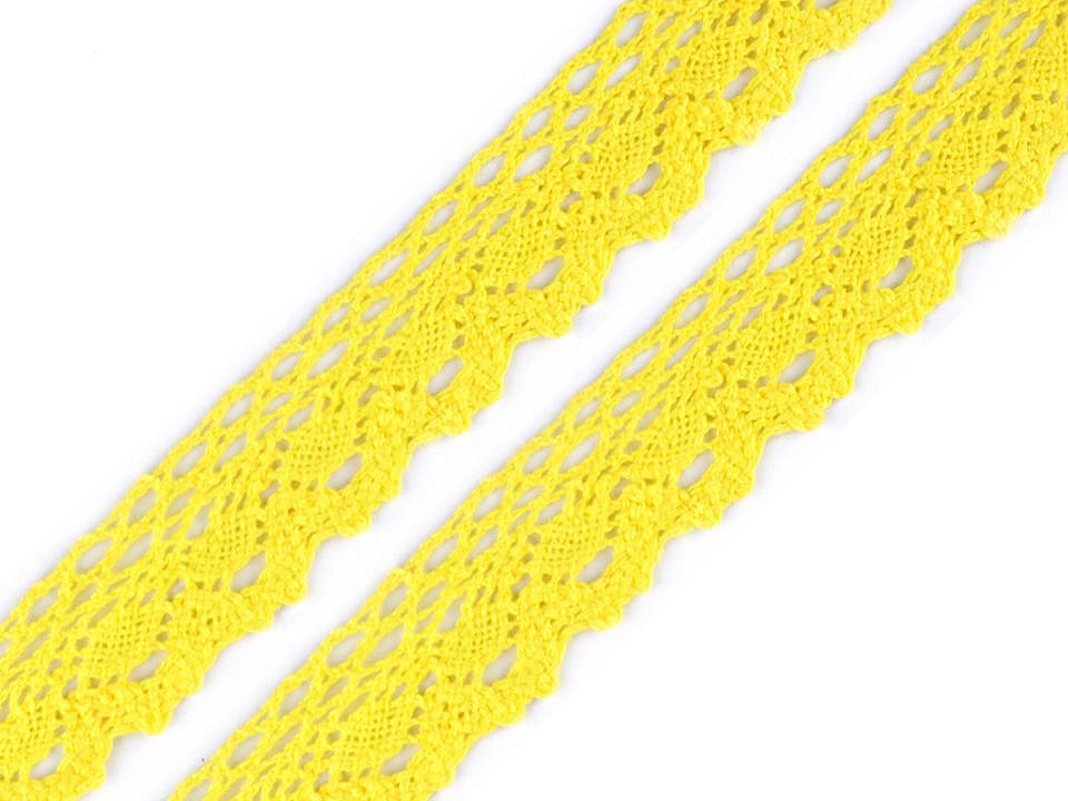 Bavlněná krajka šíře 28 mm paličkovaná Varianta: 19 žlutá, Balení: 27 m