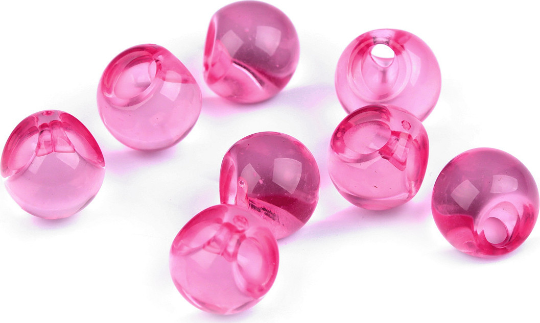 Plastový transparentní korálek / knoflík Ø13 mm Varianta: 4 pink, Balení: 10 g