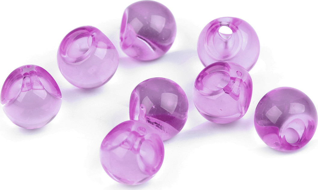 Plastový transparentní korálek / knoflík Ø13 mm Varianta: 5 fialová lila, Balení: 10 g
