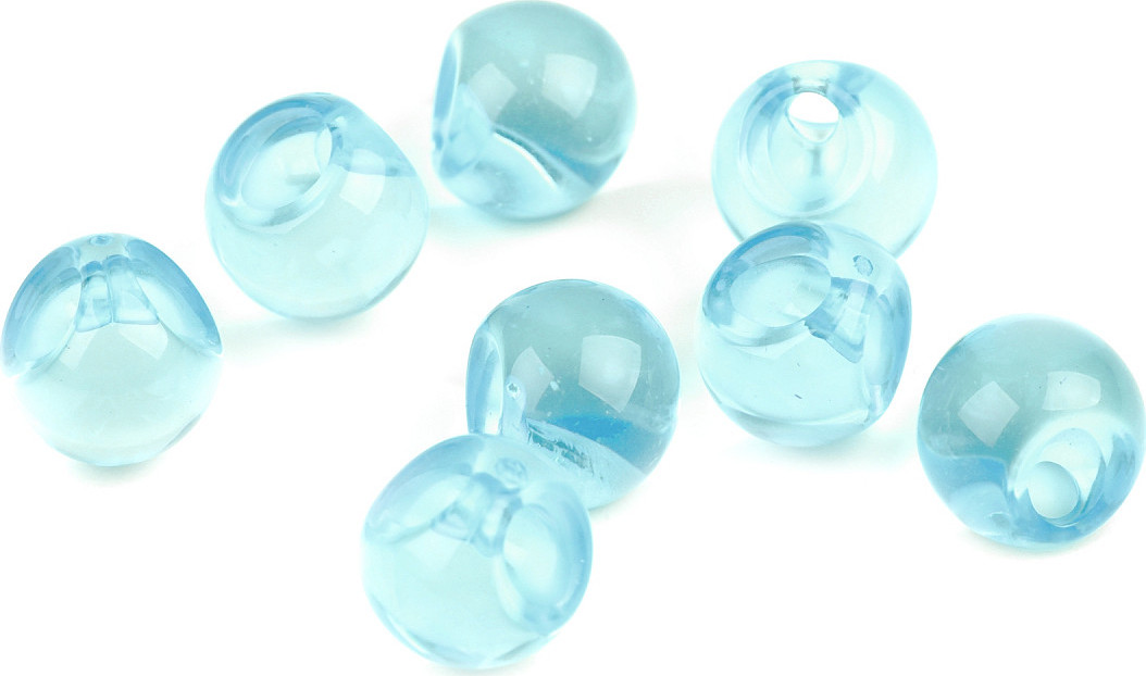 Plastový transparentní korálek / knoflík Ø13 mm Varianta: 6 modrá světlá, Balení: 10 g