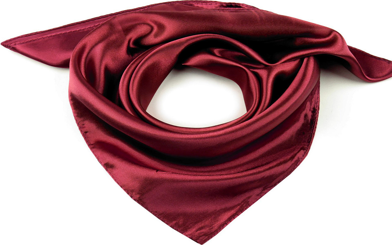 Saténový šátek jednobarevný 60x60 cm Varianta: 4 bordó sv., Balení: 1 ks