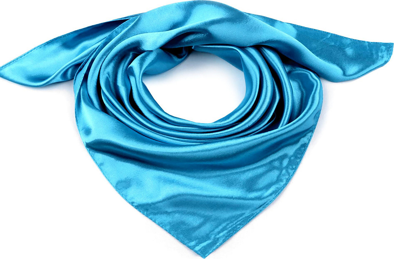 Saténový šátek jednobarevný 60x60 cm Varianta: 5 modrá azuro, Balení: 1 ks