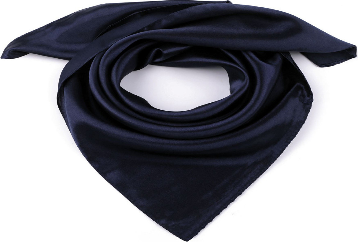 Saténový šátek jednobarevný 60x60 cm Varianta: 6 modrá tmavá, Balení: 1 ks