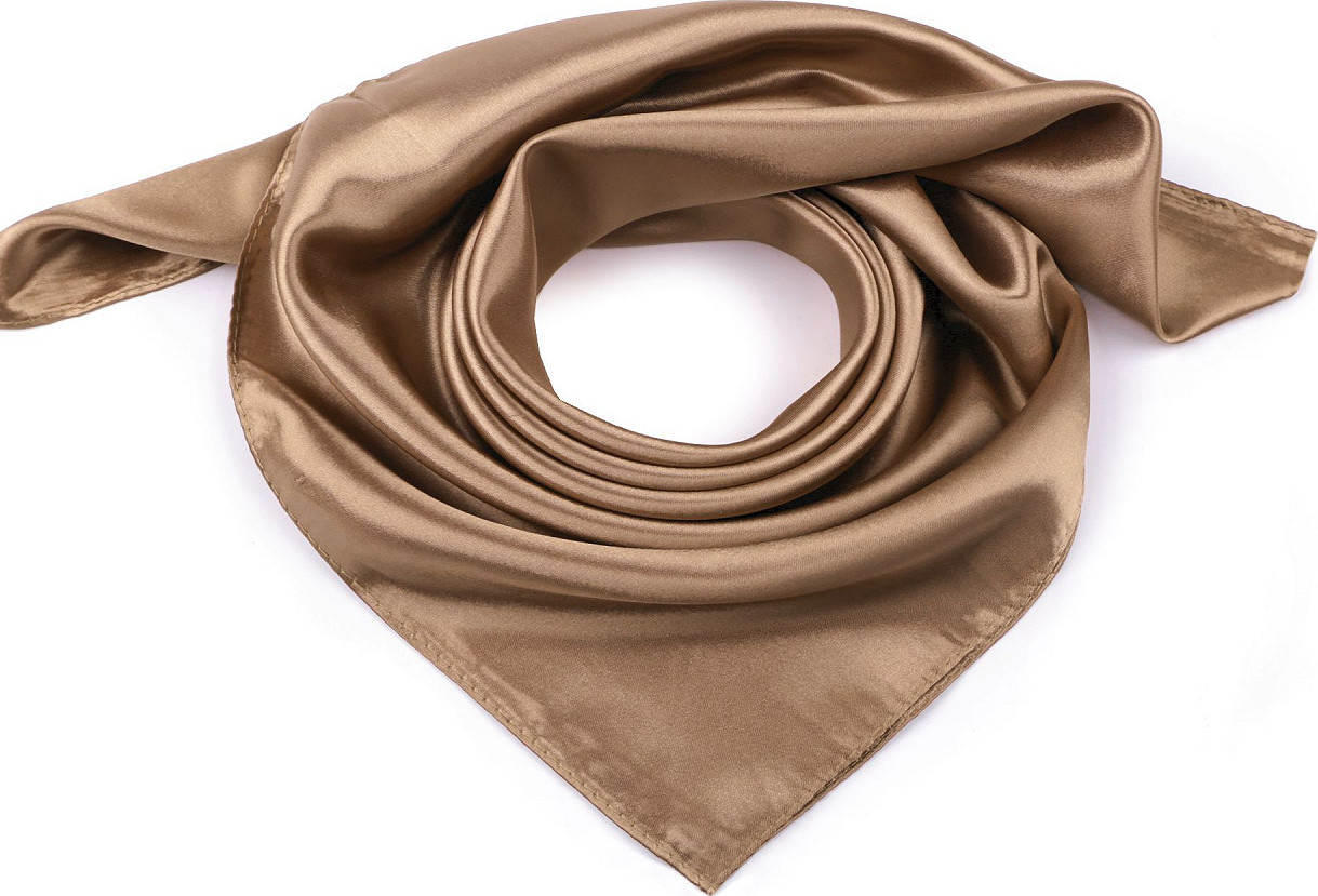 Saténový šátek jednobarevný 60x60 cm Varianta: 9 béžová tm., Balení: 1 ks