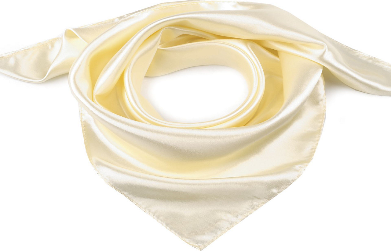 Saténový šátek jednobarevný 60x60 cm Varianta: 2 vanilková, Balení: 1 ks