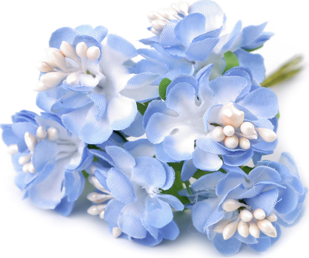 Umělý květ na drátku Varianta: 9 modrá světlá, Balení: 72 ks