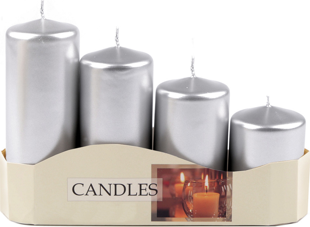 Adventní svíčky sestupné Varianta: 4 stříbrná perleť, Balení: 1 sada
