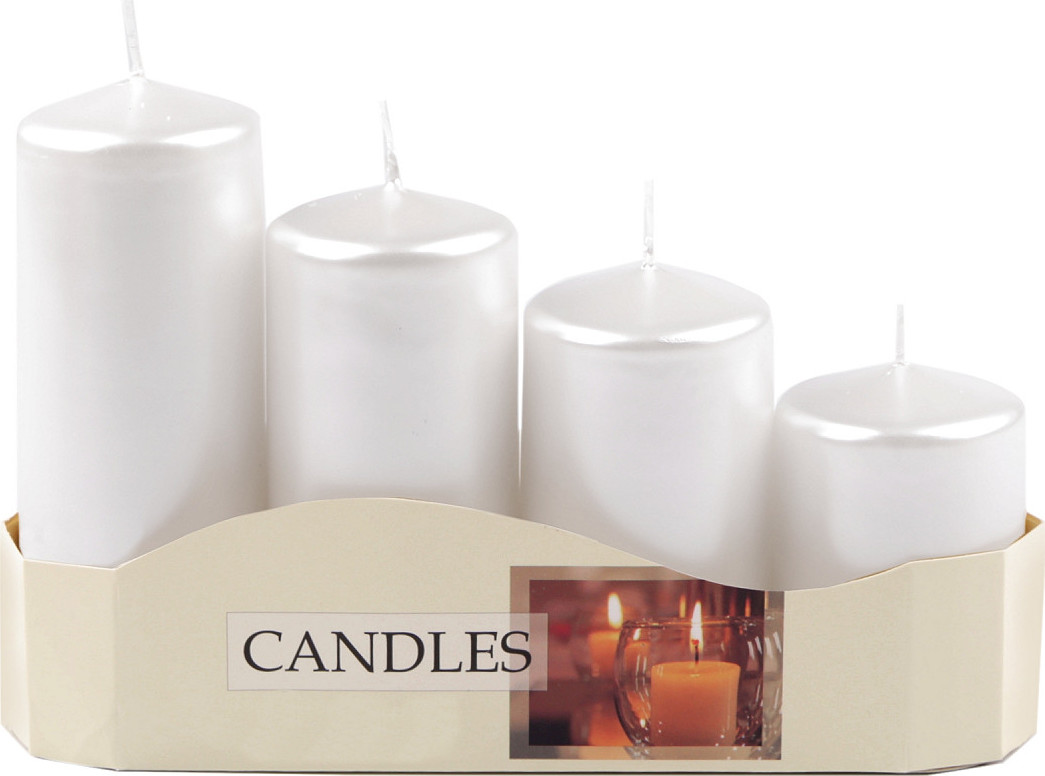 Adventní svíčky sestupné Varianta: 6 bílá perleť, Balení: 1 sada